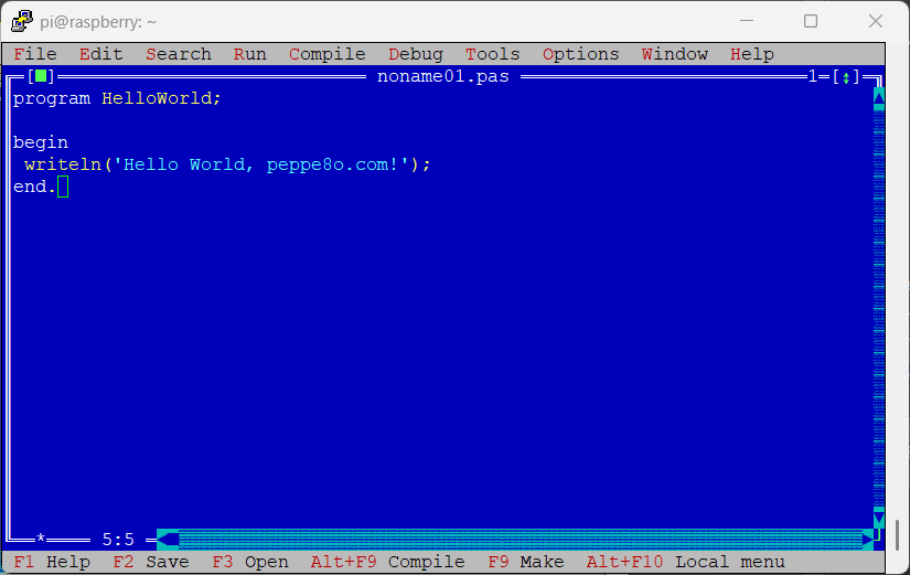 free-pascal-raspberry-pi-ide-new-hello-world