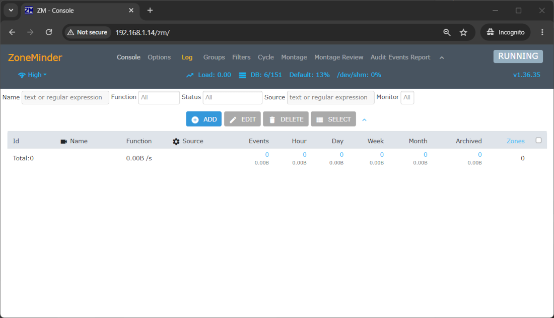 zoneminder-raspberry-pi-log-page