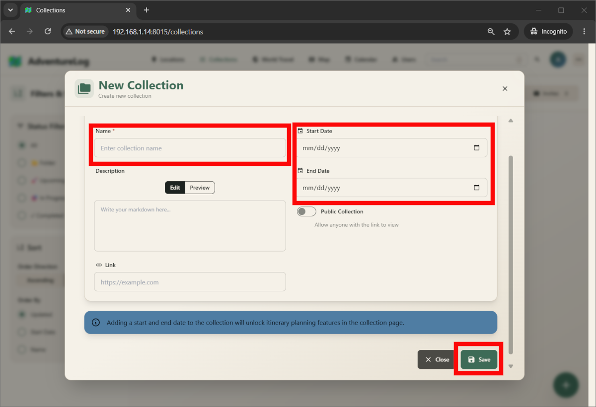 adventurelog-raspberry-pi-collection-form