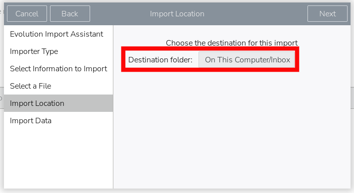 evolution-open-pst-file-raspberry-pi-select-folder
