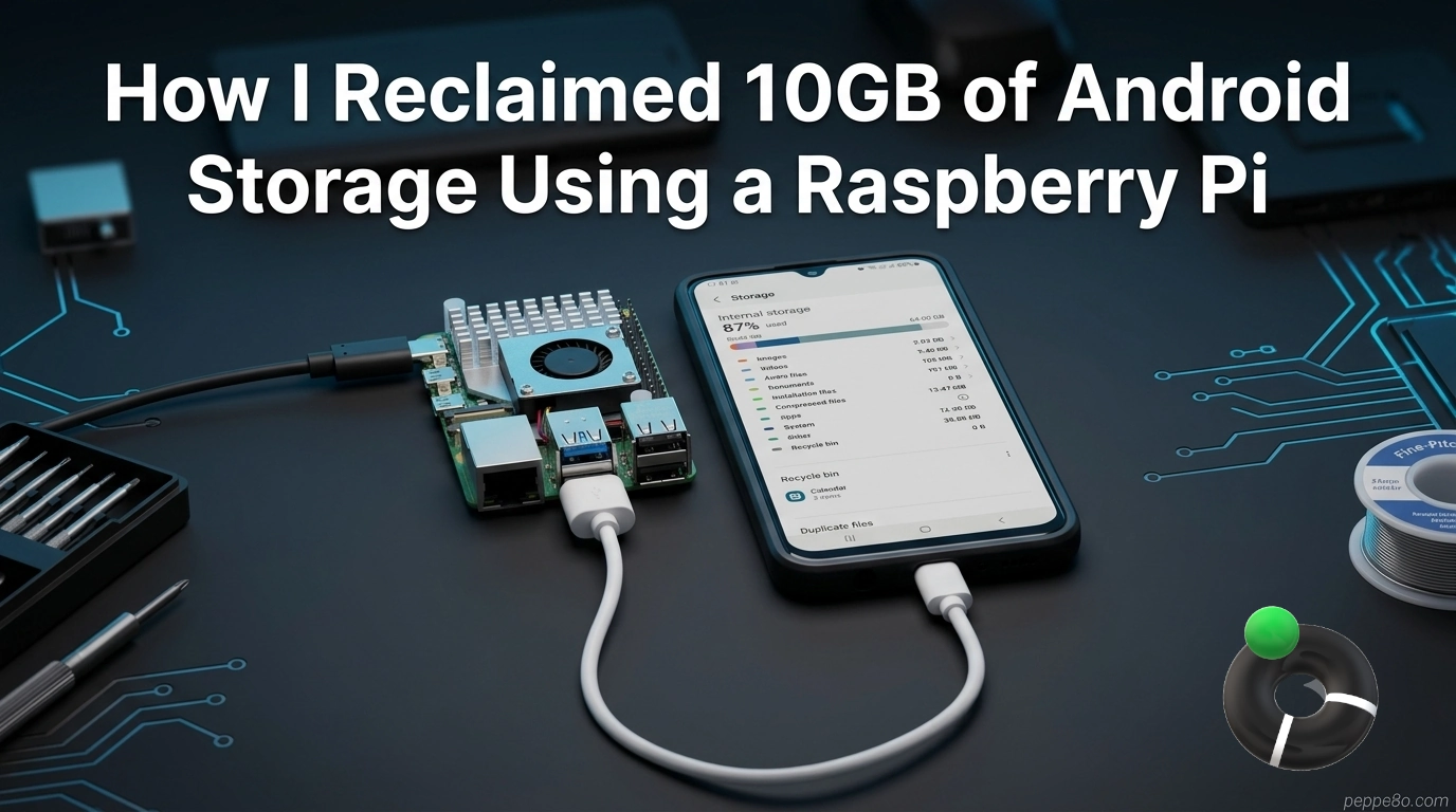 Featured image for the tutorial on how to reclaim Android storage using a Raspberry Pi and ADB commands