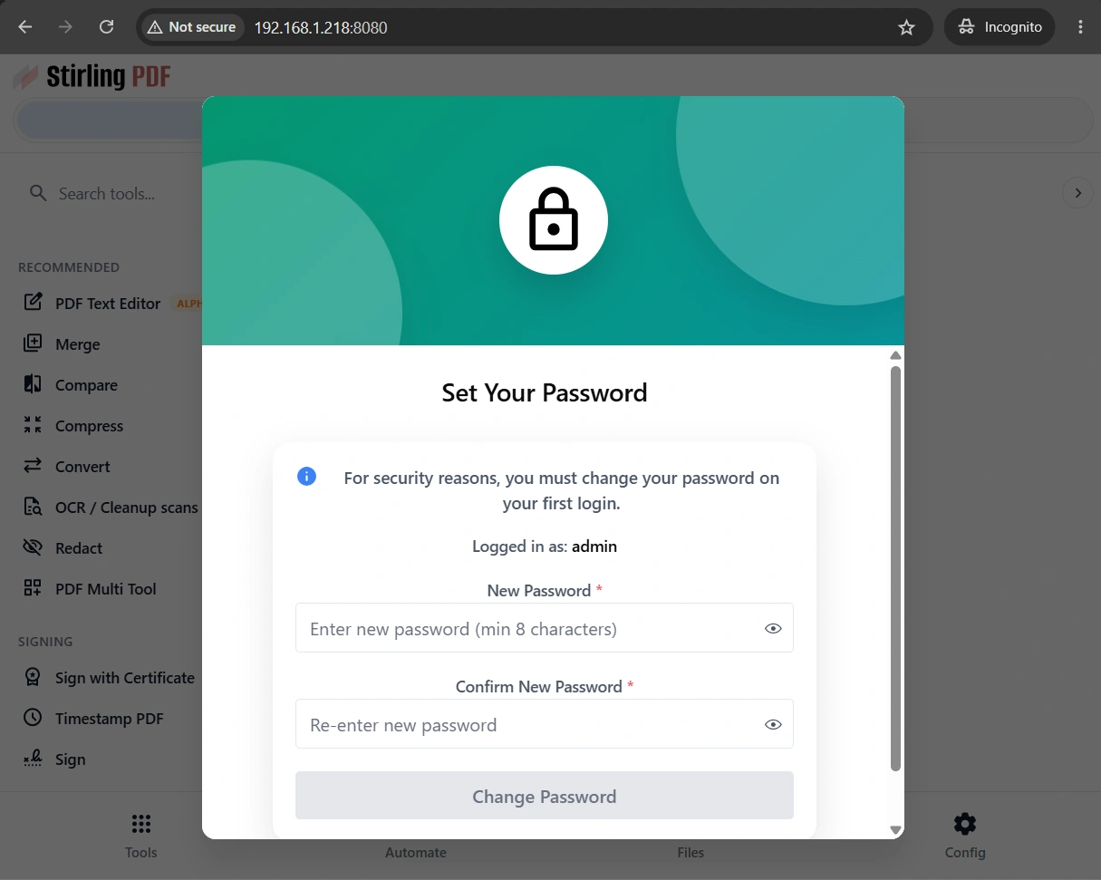 stirling-pdf-raspberry-pi-change-password