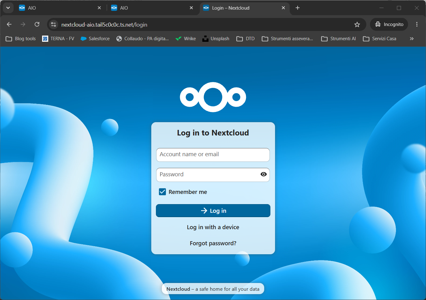 nextcloud-aio-raspberry-pi-login