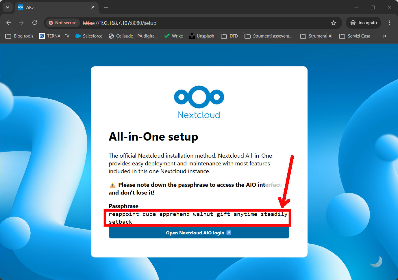 nextcloud-aio-raspberry-pi-setup-passphrase