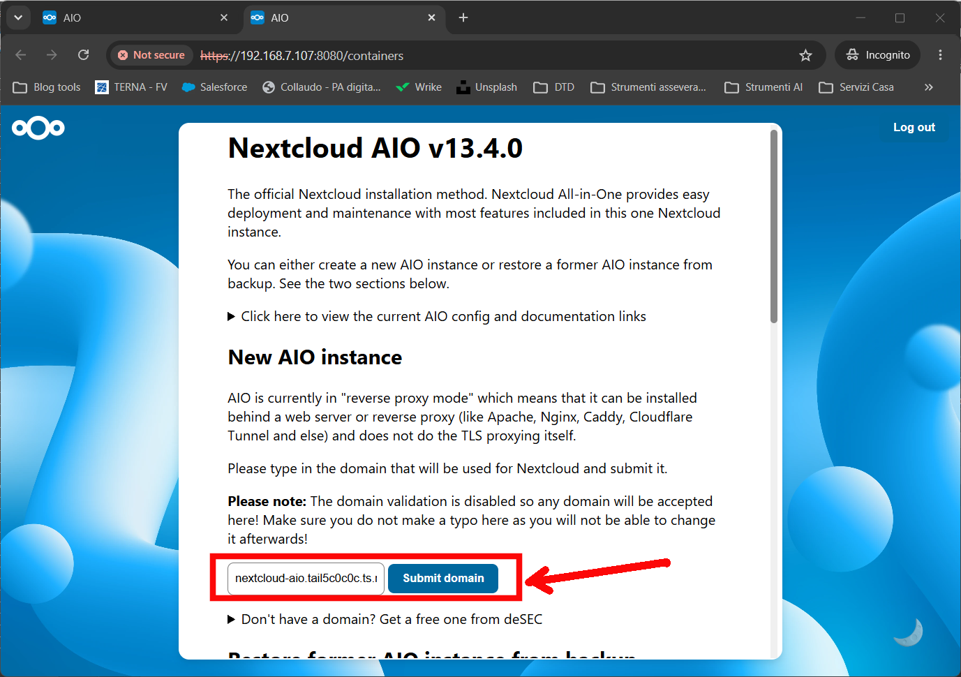 nextcloud-aio-raspberry-pi-setup-submit-domain